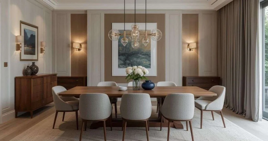 Symmetrical Dining Table Arrangement for Visual Harmony