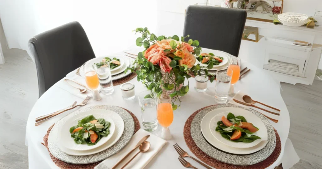 Layered Dining Table Arrangement for Depth and Texture