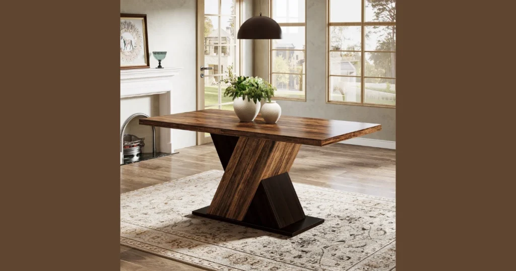 55 Inch Pedestal Base Dining Table for More Leg Space