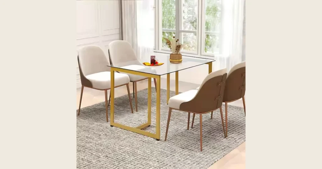 55 Inch Glass Top Dining Table for Small Dining Rooms