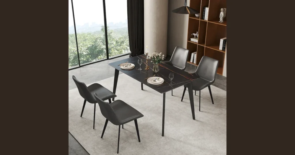 55 Inch Modern Dining Table with Metal Base