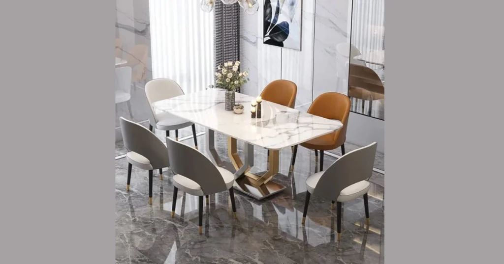 55 Inch Marble Top Dining Table for a Premium Look