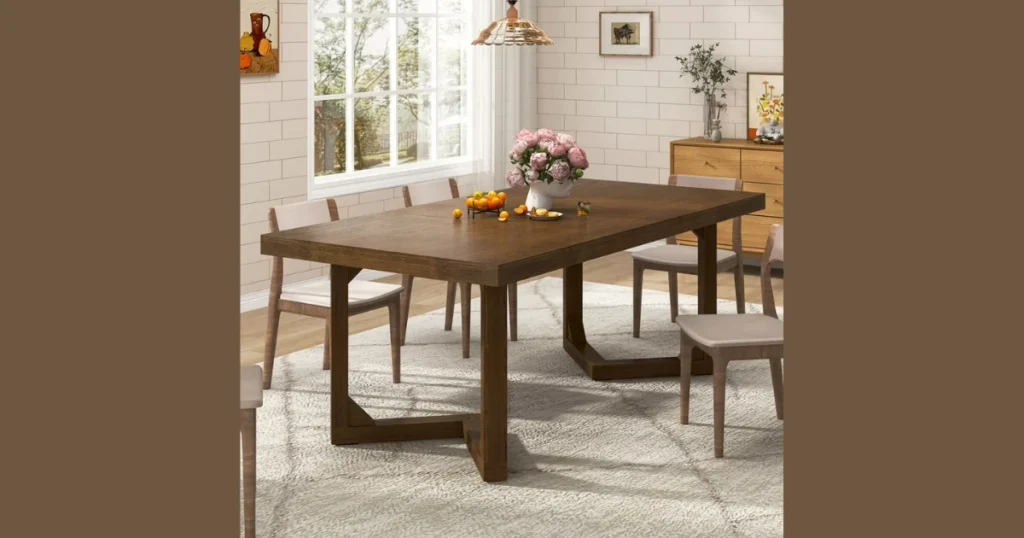 Farmhouse Style 70 Inch Dining Table with Thick Top
