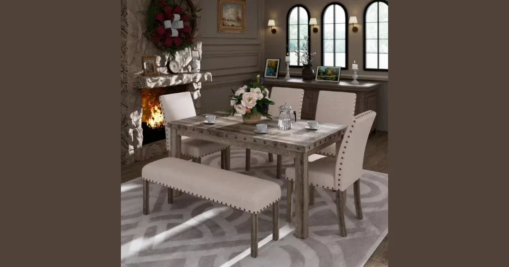 72 Inch Dining Table with Bench Seating