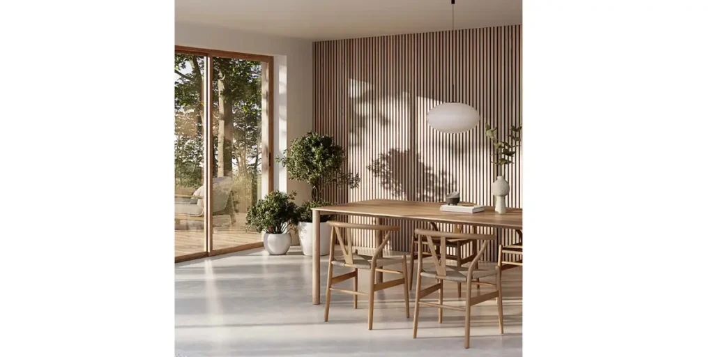 Vertical Wood Slat Feature