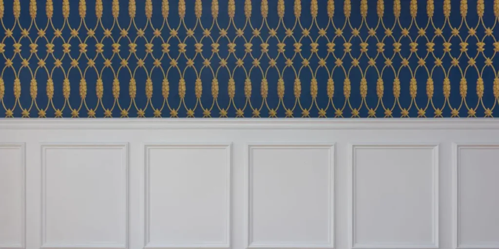Wainscoting with Wallpaper Above