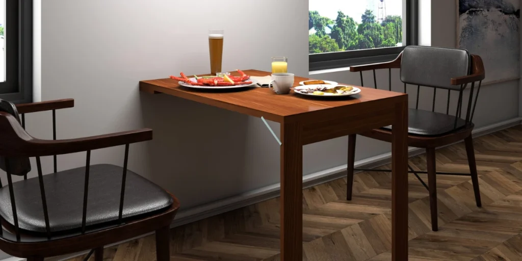 Wall-Mounted Fold-Down Dining Table for Very Small Spaces