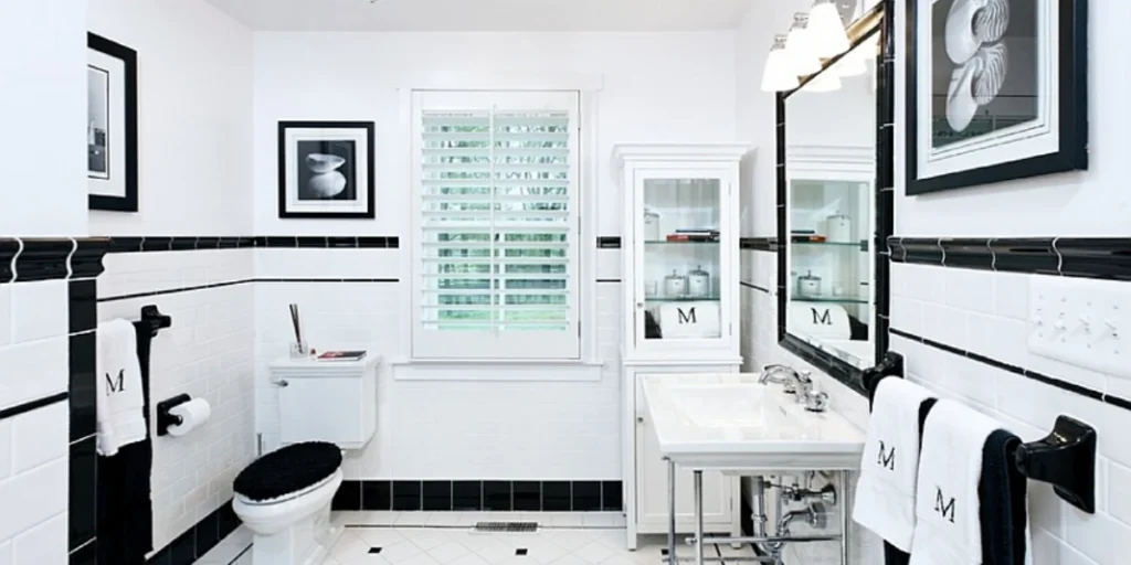 White Bathroom With Black Accents