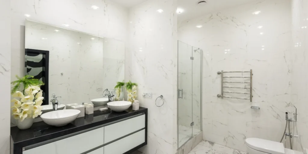 White Bathroom With Smart Storage Solutions