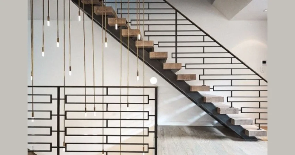 Horizontal Bar Railing for a Contemporary Staircase