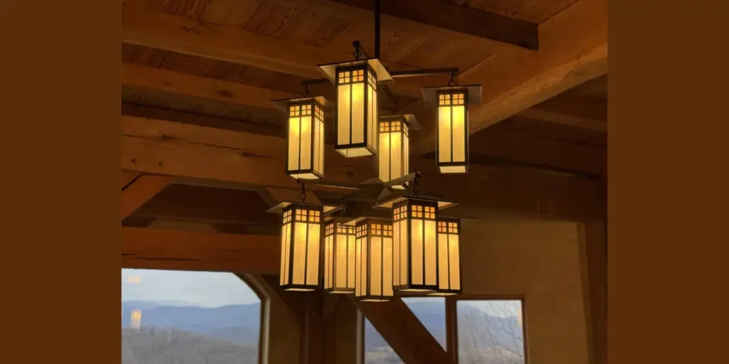 Wooden or Natural Material Chandelier