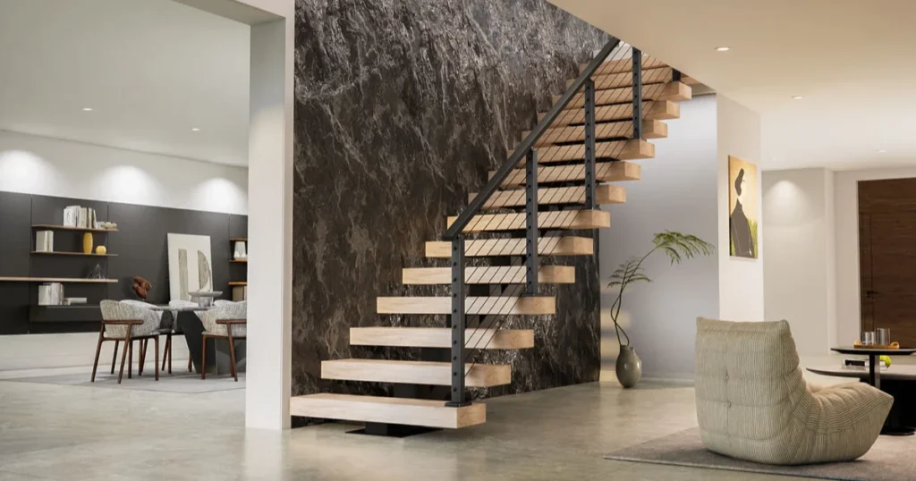 Floating Stair Railing Design for Modern Homes