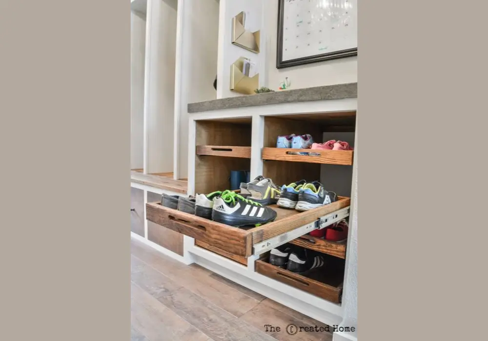 Bench with Pull-Out Shoe Drawers