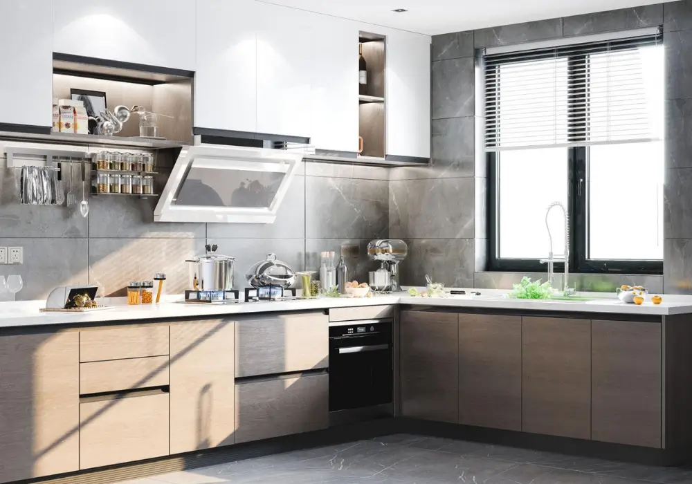 Black Frame Window with Minimal Shades