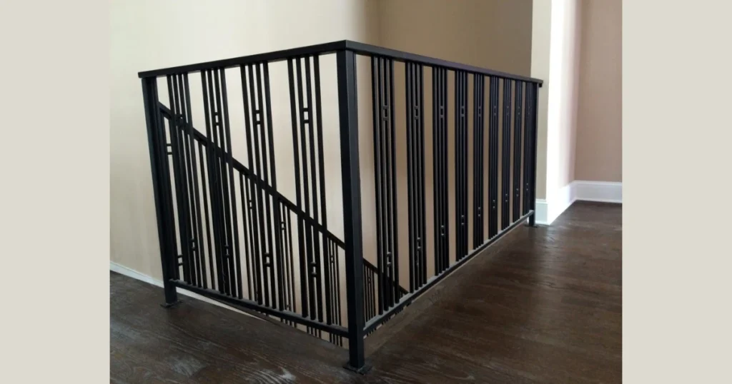 Black Metal Vertical Bar Railing for Modern Contrast