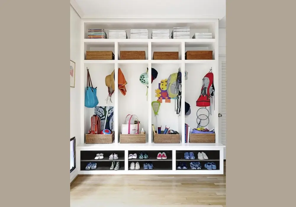 Built-In Mudroom Bench with Shoe Cubbies