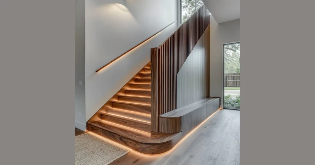 Wooden Slat Railing for a Warm Modern Finish