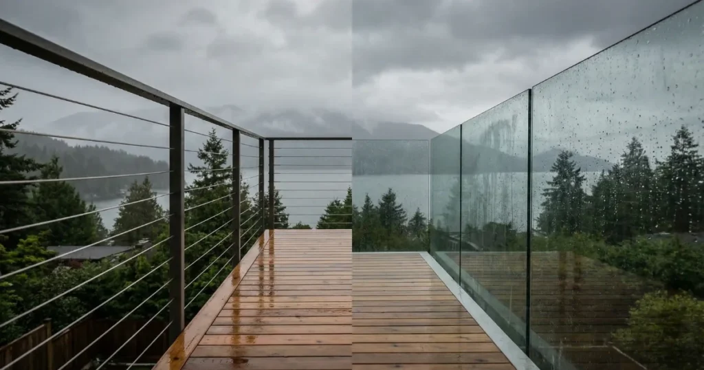 Cable Railing with Glass Panels for Wind Protection