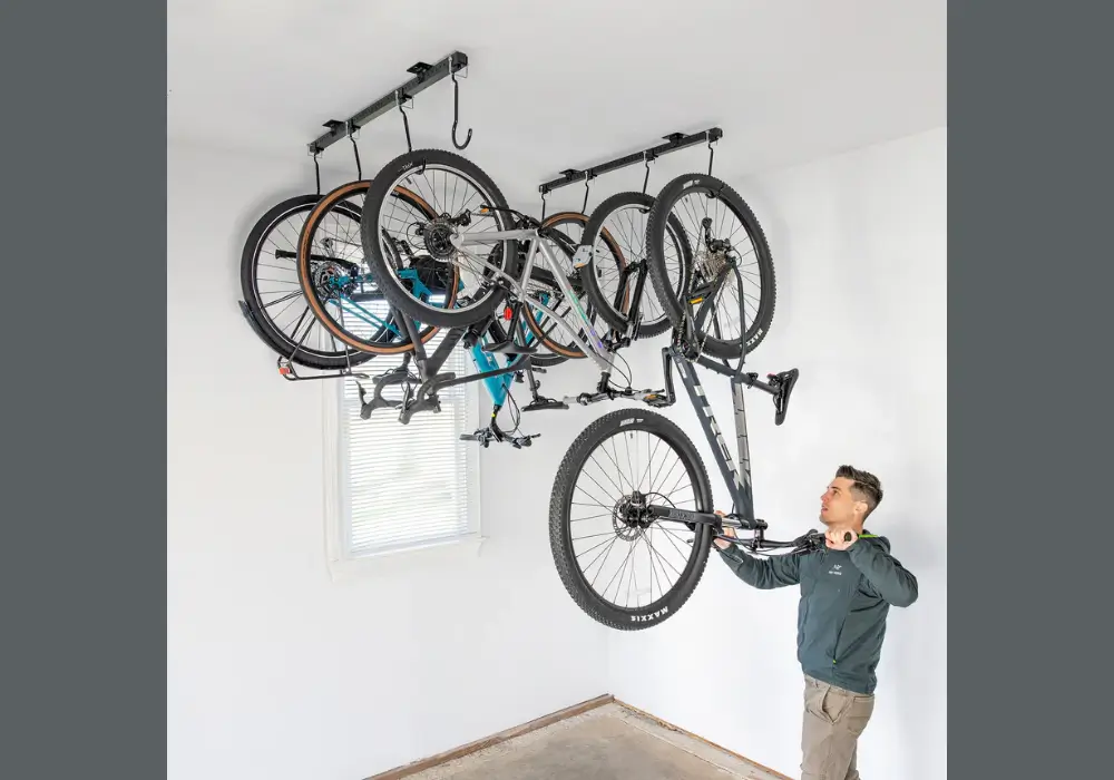 Ceiling-Mounted Bike Hooks