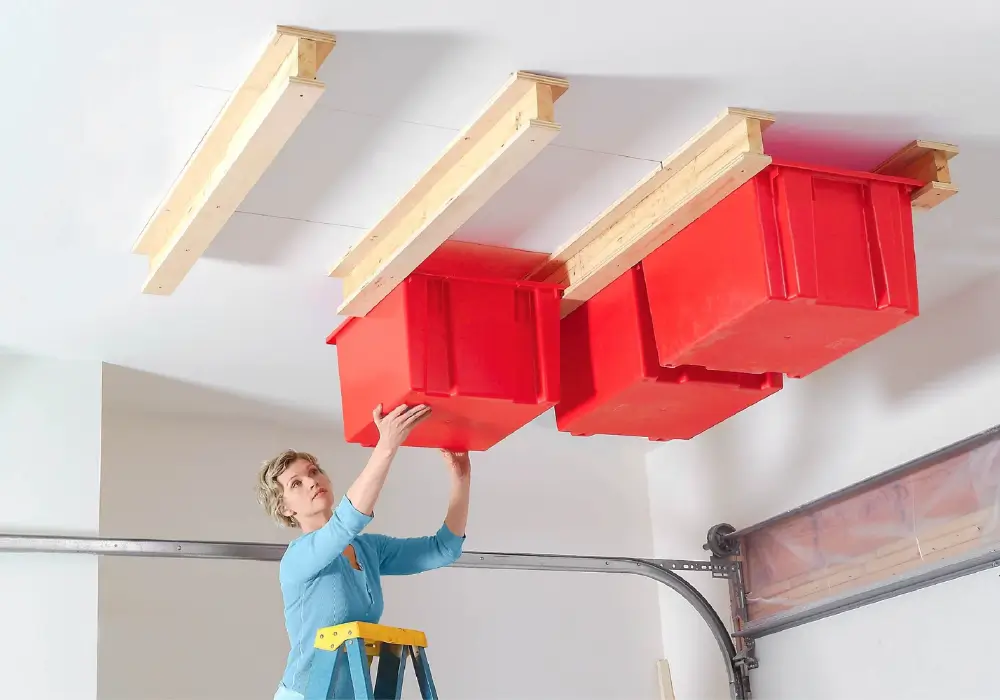 Ceiling-Mounted Storage Bins System