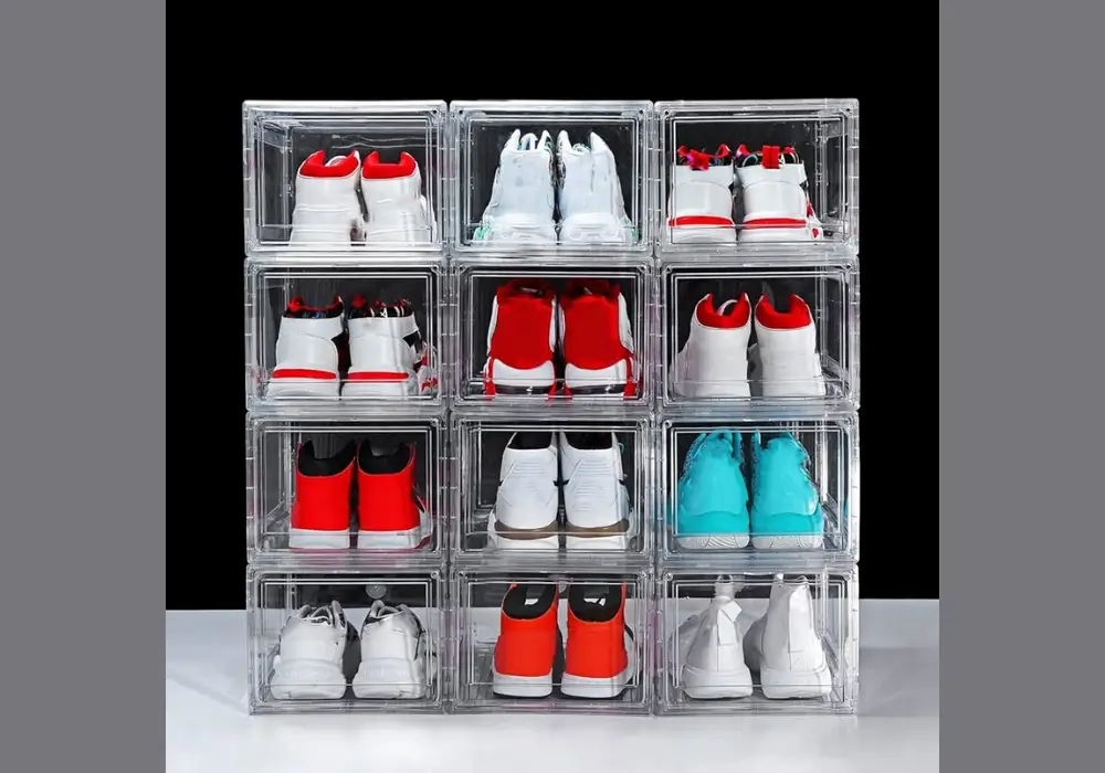 Clear Shoe Boxes with Labels
