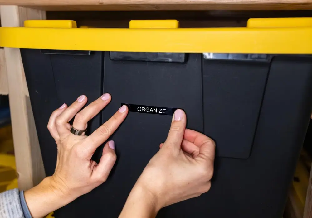 Clear Storage Bins with Labels
