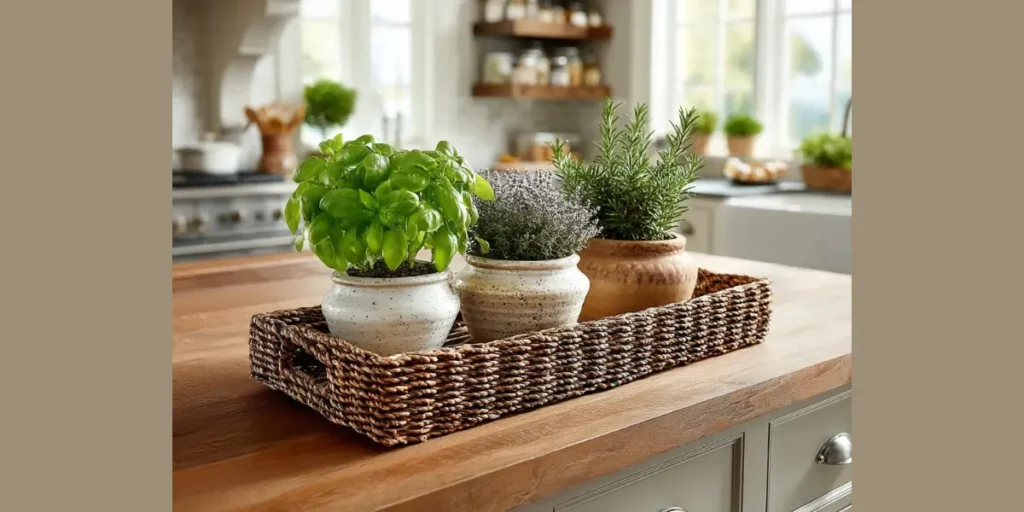 Compact Decorative Tray on Countertop