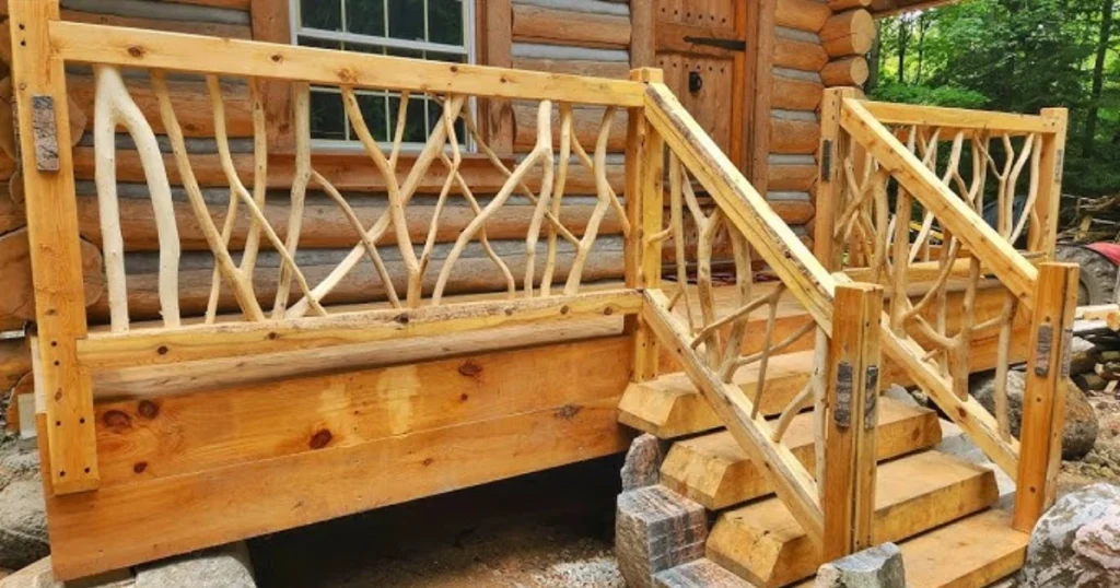 Rustic Log Porch Railing