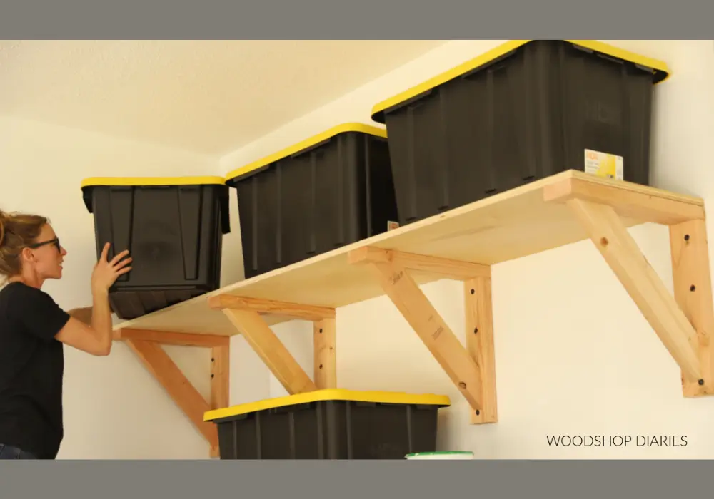 DIY Wooden Garage Shelves
