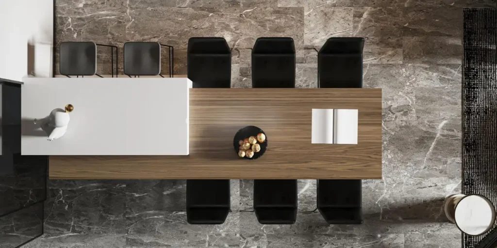 Island With Attached Dining Table