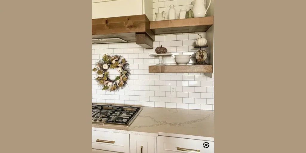 Floating Shelves with Tile Backsplash