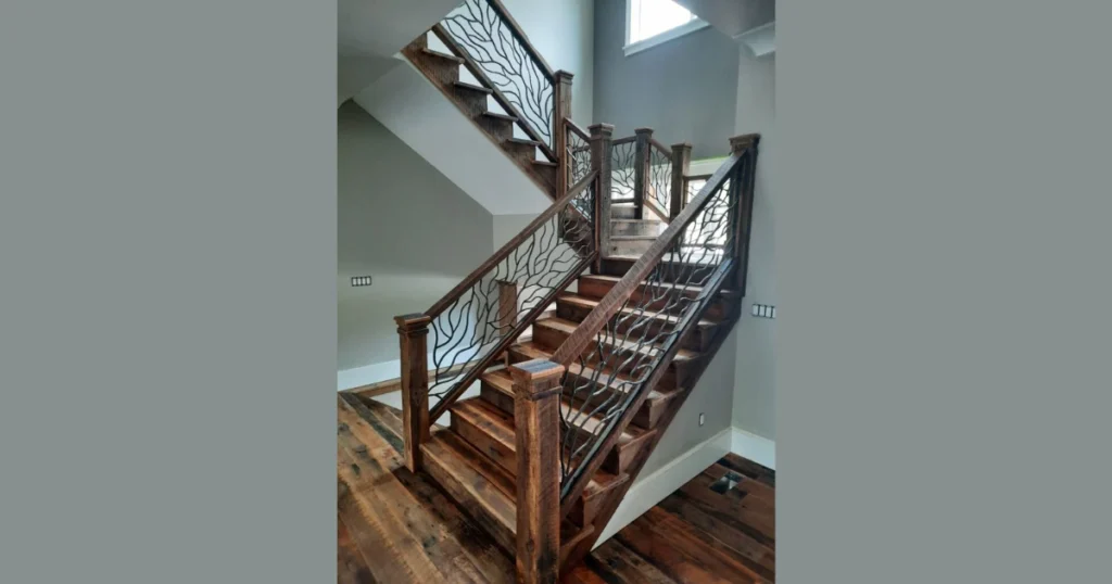 Rustic Reclaimed Wood Stair Railing