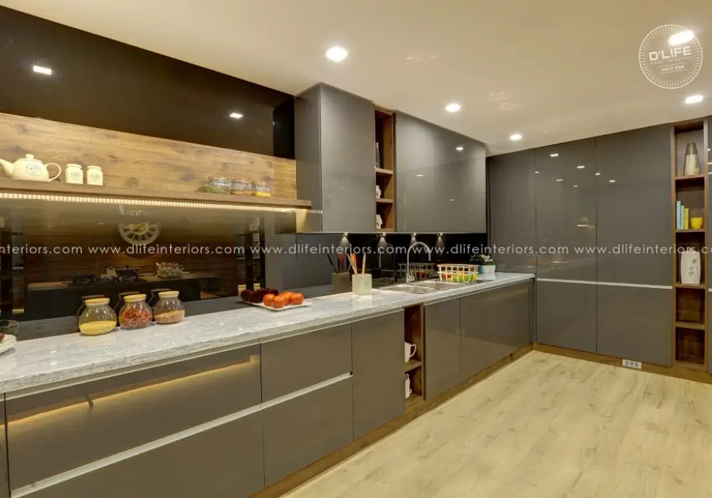 Glass Finish Kitchen Interior