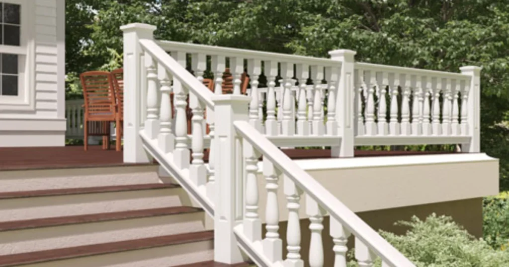 Classic White Wooden Porch Railing