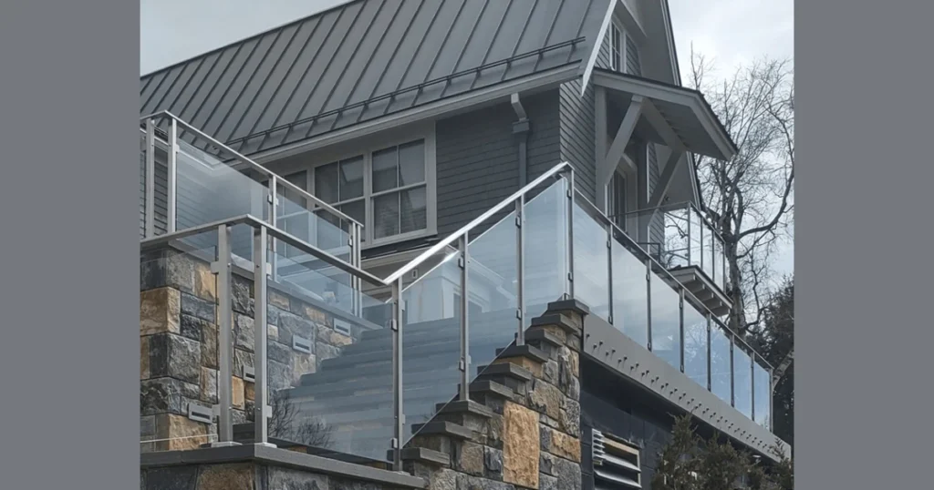 Outdoor Glass Stair Railing for Balcony and Exterior Stairs