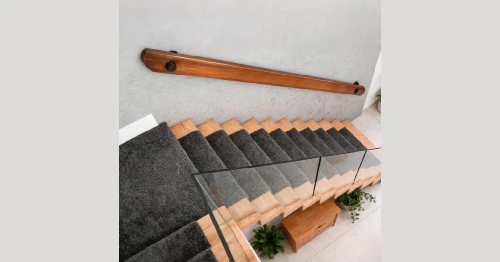 Rustic Pipe Stair Railing with Wooden Handrail