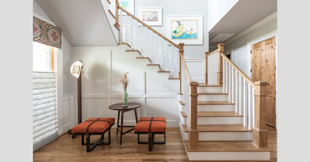 Rustic X Pattern Farmhouse Stair Railing