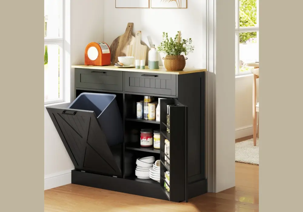 Hidden Trash & Recycling Cabinet