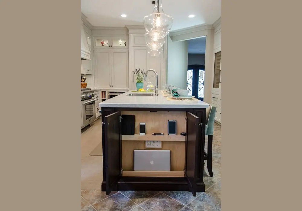 Kitchen Counter with Built-In Charging Station