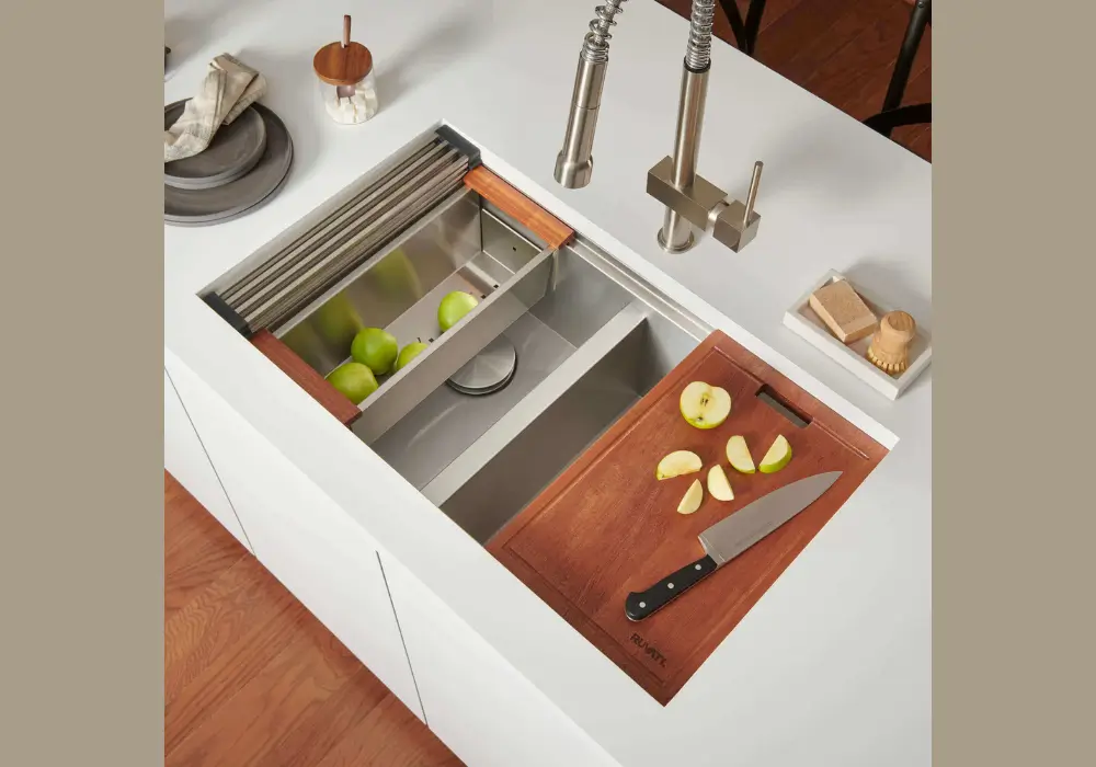 Kitchen Counter with Built-In Prep Station