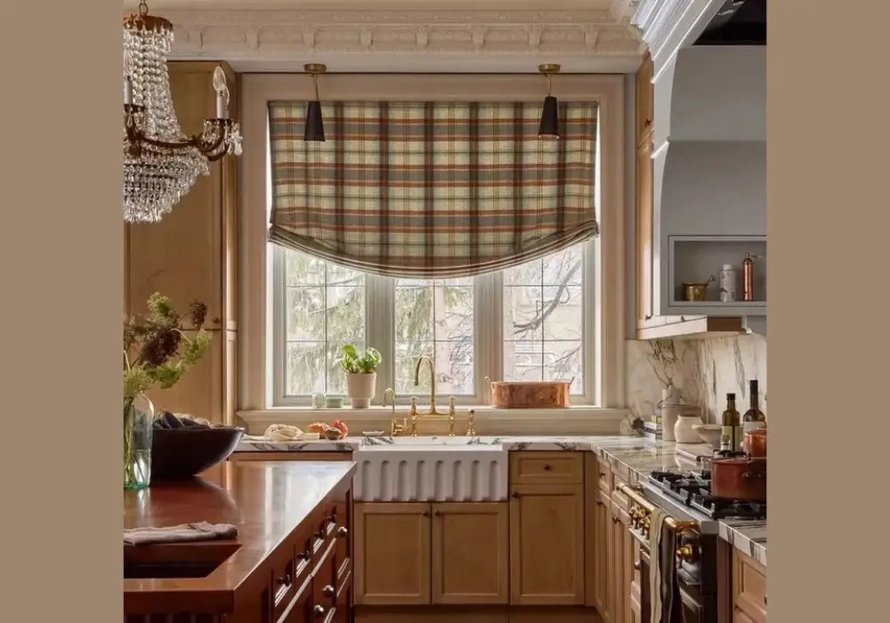 Kitchen Window with Roman Shades