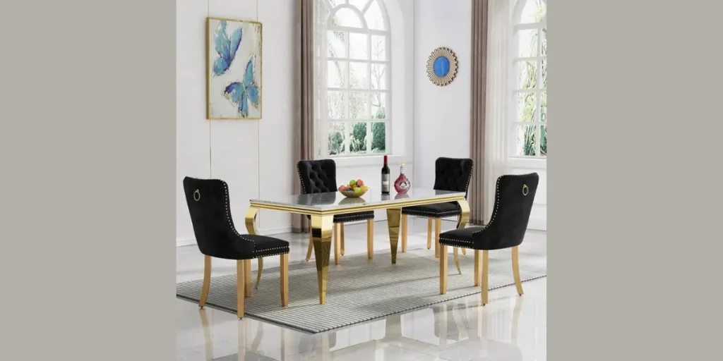 Luxury Dining Table with Upholstered Chairs