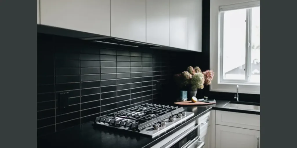 Matte Black Tile Backsplash