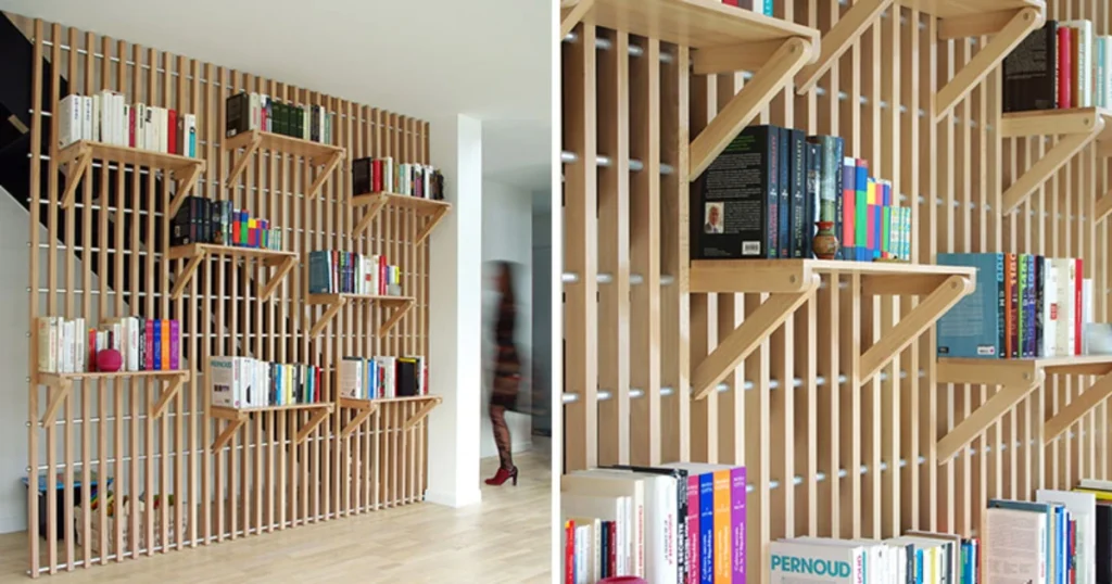 Loft Railing with Built-In Shelf