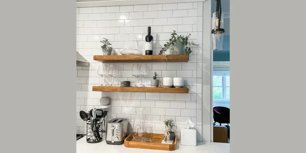 Natural Wood Floating Shelves