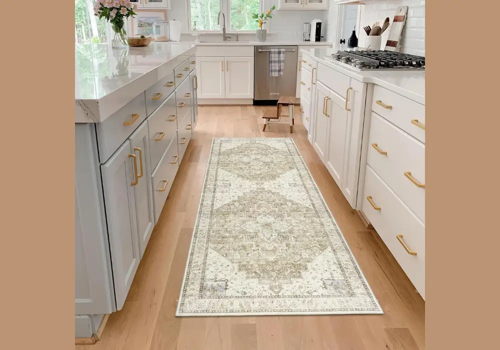 Neutral Minimalist Kitchen Rug
