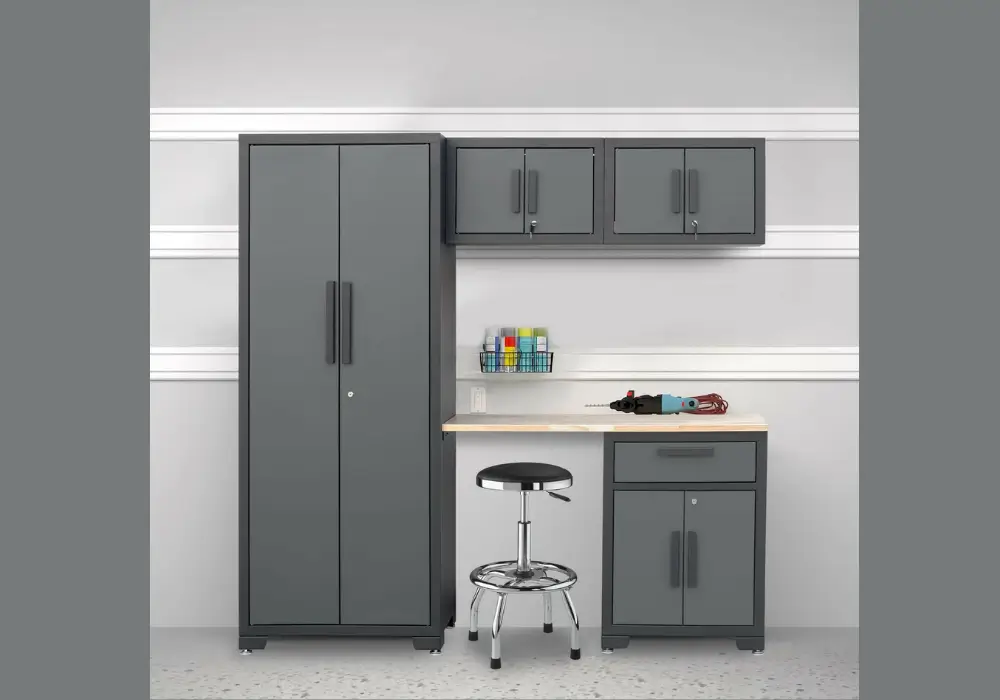 Open Shelf and Cabinet Combo