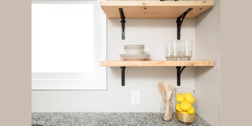 Open Wooden Shelves Decor