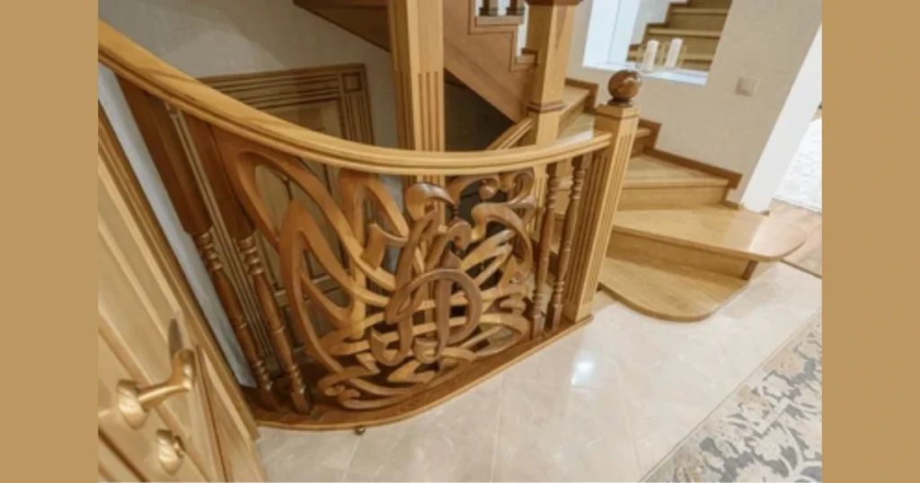 Carved Wooden Boho Railing Design