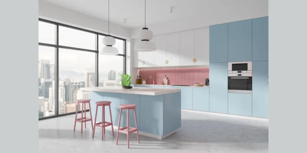 Soft Pastel Blue Kitchen Cabinets
